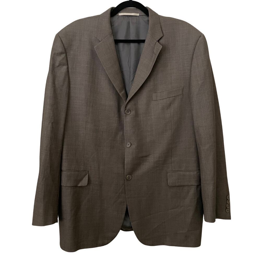 Burberry London Blazer Mens 46R Taupe Worsted Wool Sports Coat Jacket Designer
